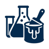 crea un icono que describa Laboratorio propio enfocado a la fabricacion de pinturas y recubrimientos en color azul marino sin letras ni palabras