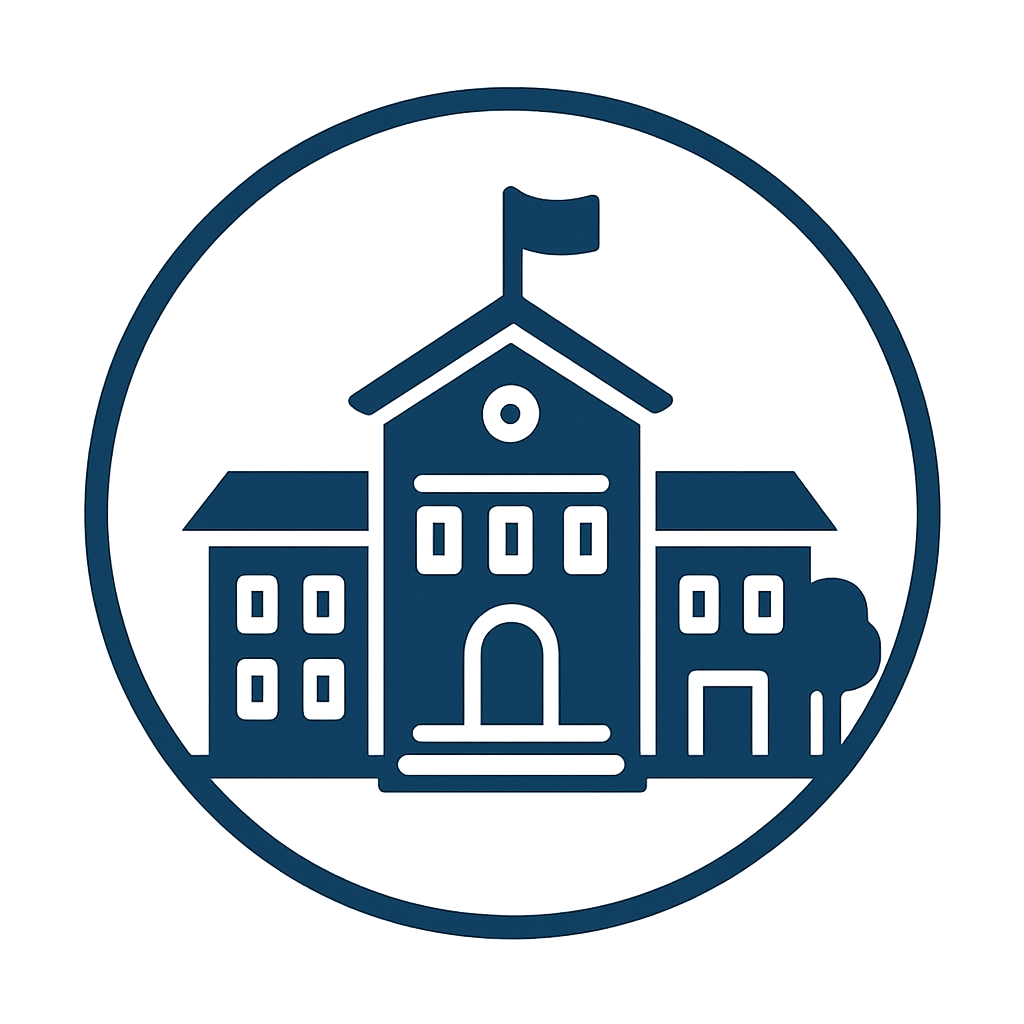 crea un icono que represente el sector institucional  hospitales escuelas centros deportivos centros culturales etc en color azul marino sin incluir l