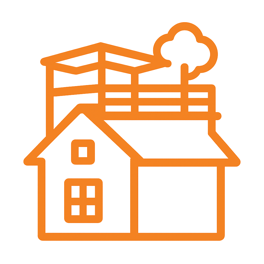 genera un icono para Cubiertas y terrazas en color naranja sin palabras o letras-1