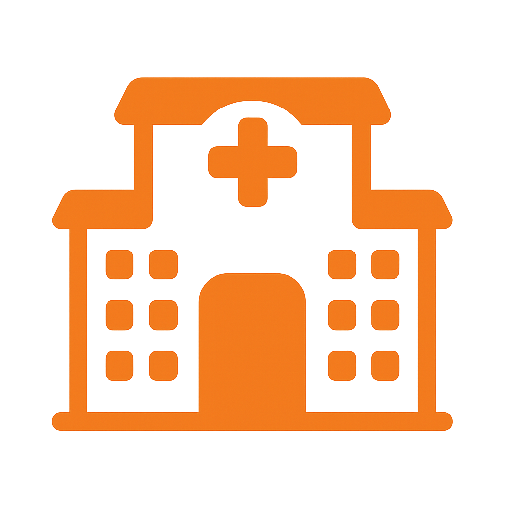 genera un icono para Hospitales y clnicas en color naranja-1