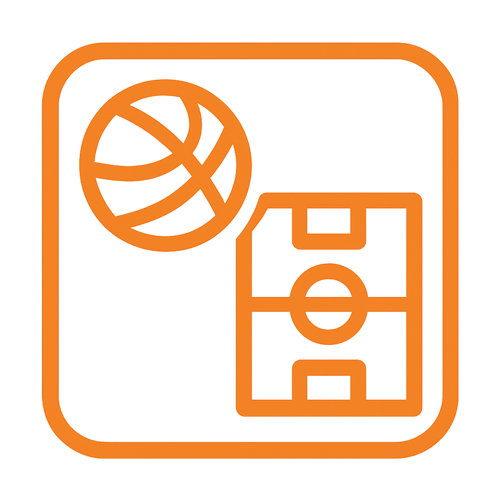 genera un icono para Instalaciones deportivas en color naranja-1