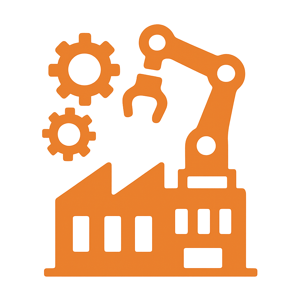 genera un icono para Plantas de ensamble en color naranja sin palabras o letras-1