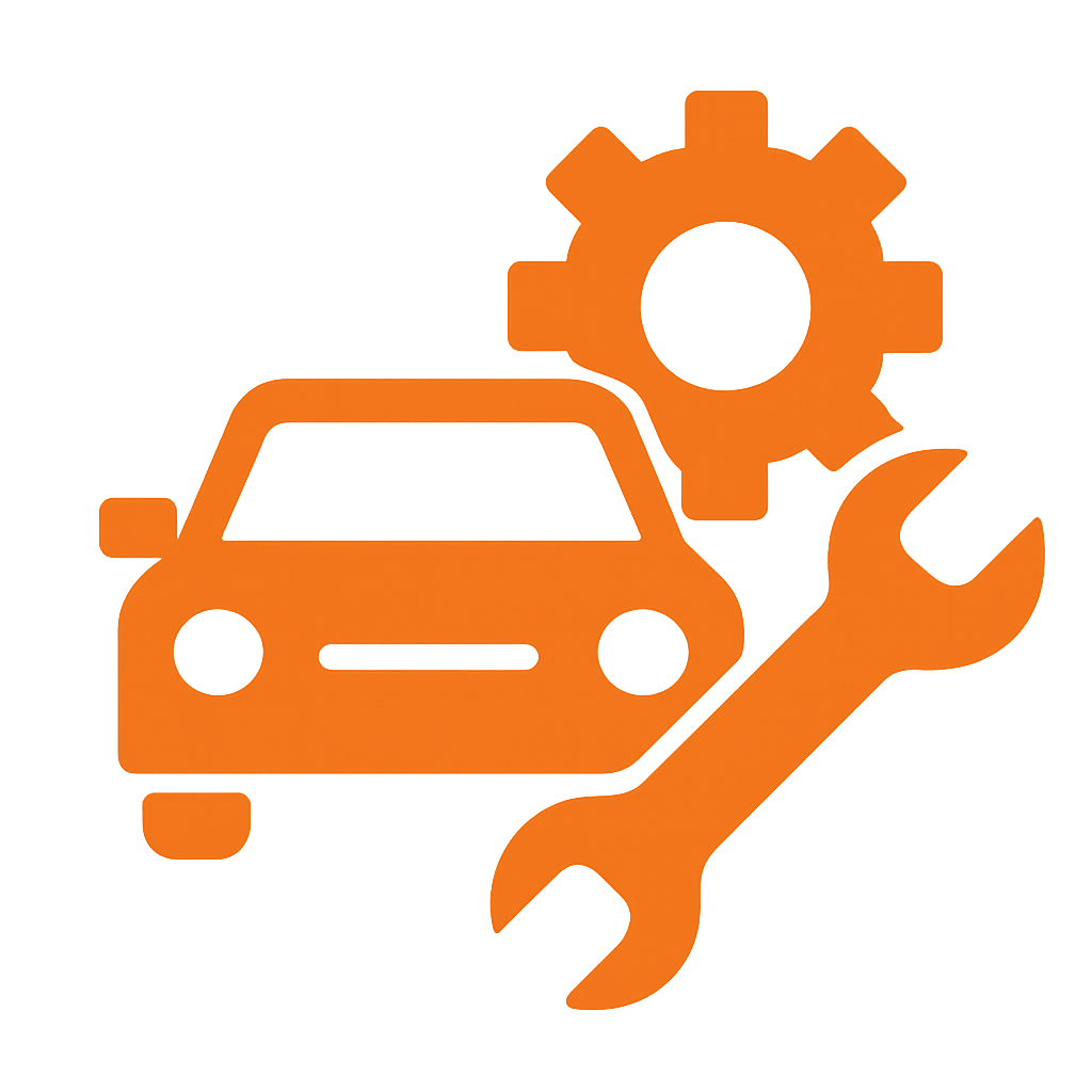 genera un icono para Talleres automotrices en color naranja