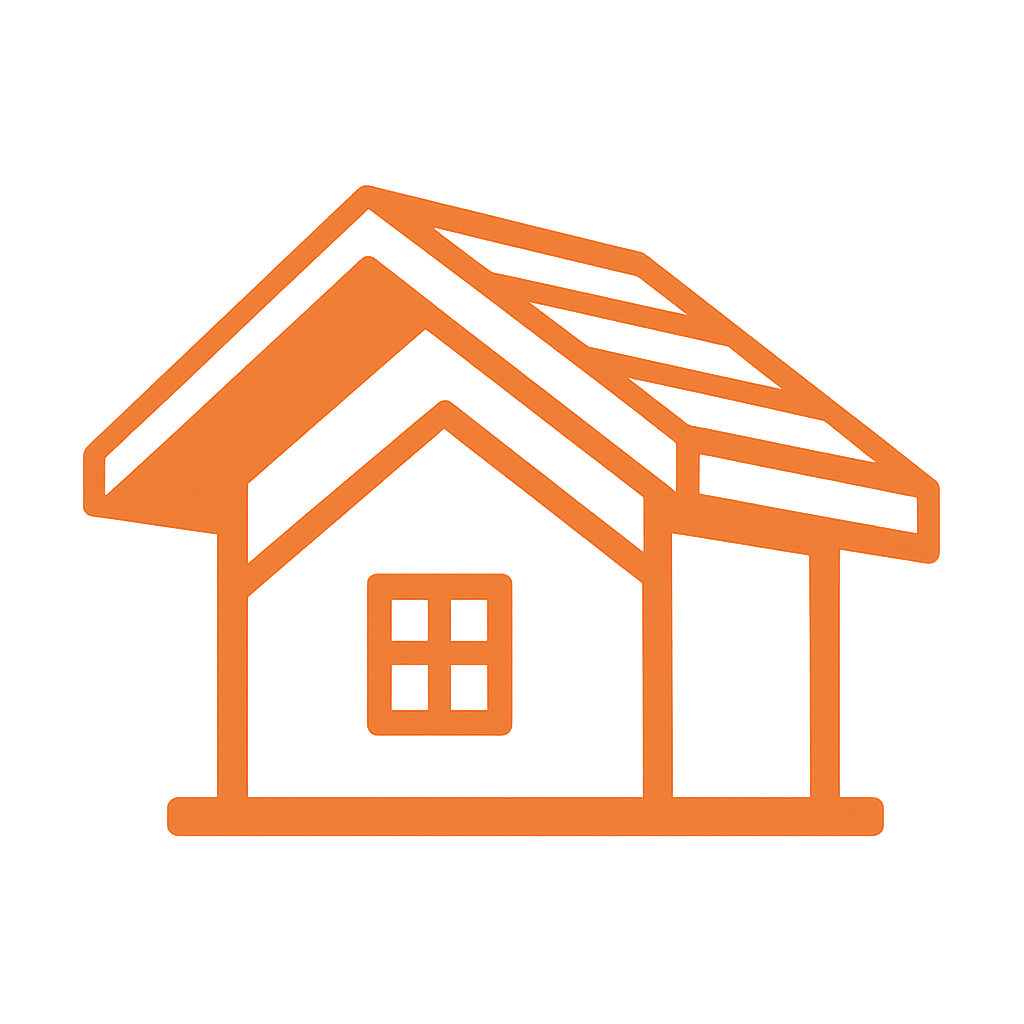 genera un icono para Techos de concreto en color naranja sin letras o palabras