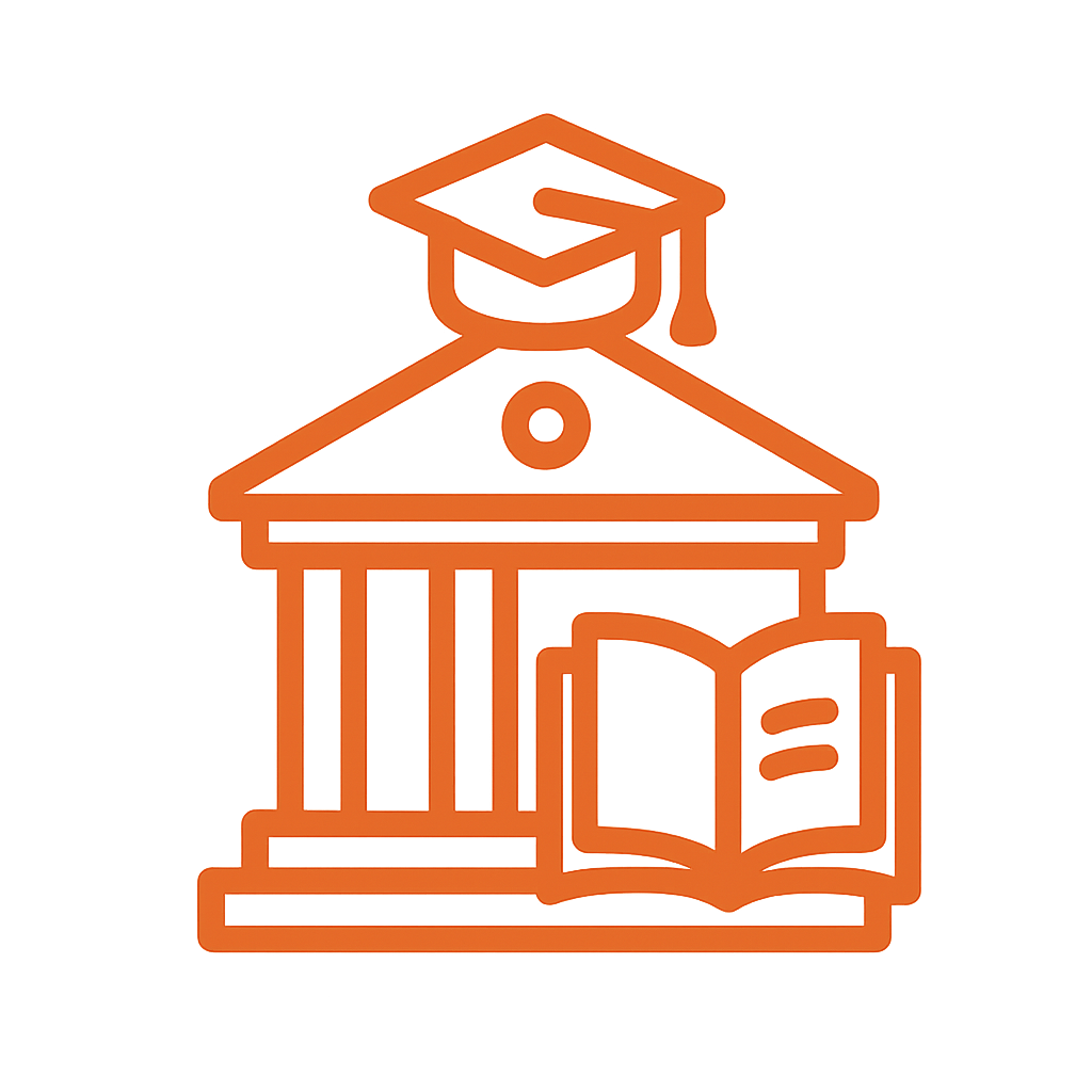 genera un icono para Universidades y colegios en color naranja